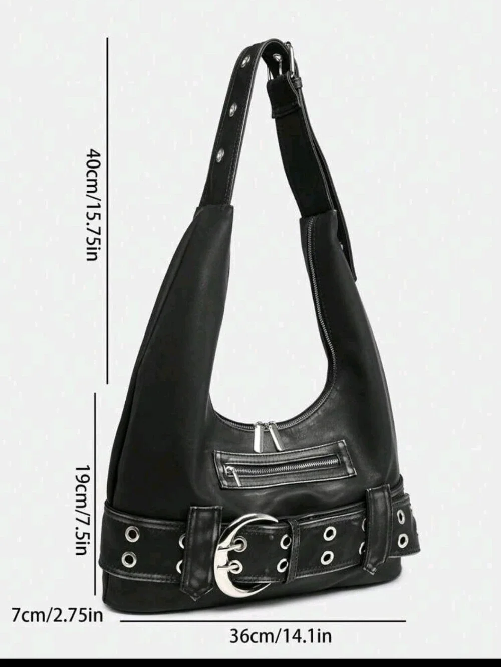 Black Leather Studded Belt-Tote Bag